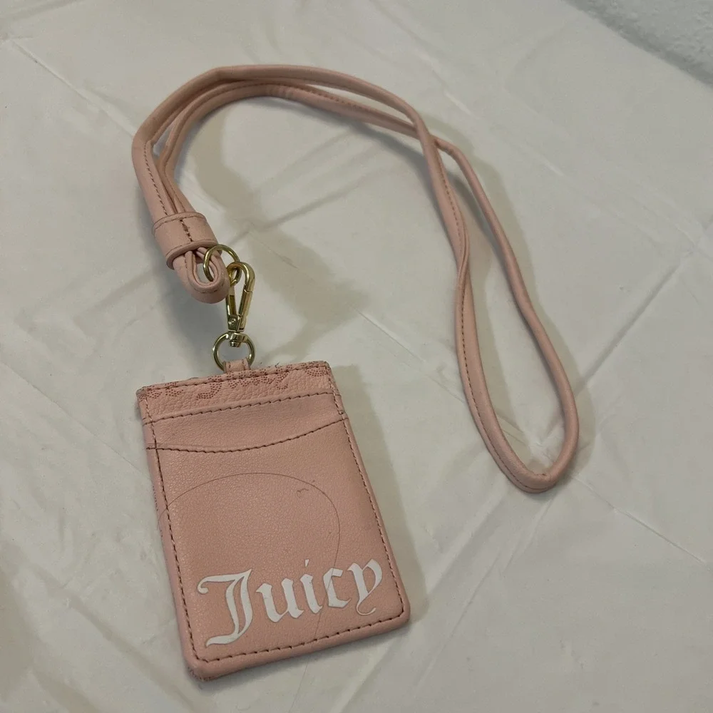Juicy Couture Lanyard Id‎ Credit Card Holder Logo Pink White School Preppy